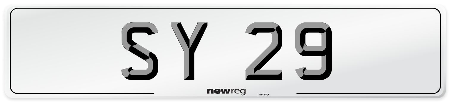 SY 29 Number Plate from New Reg
